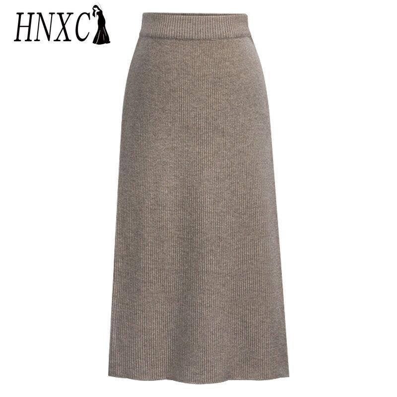 HNXC Women's Fashion Casual Solid Color Print Spring Autumn Skirt