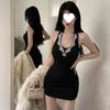 Street Style Diamond Embellished Sleeveless Dress With Turtleneck For Elegant Women