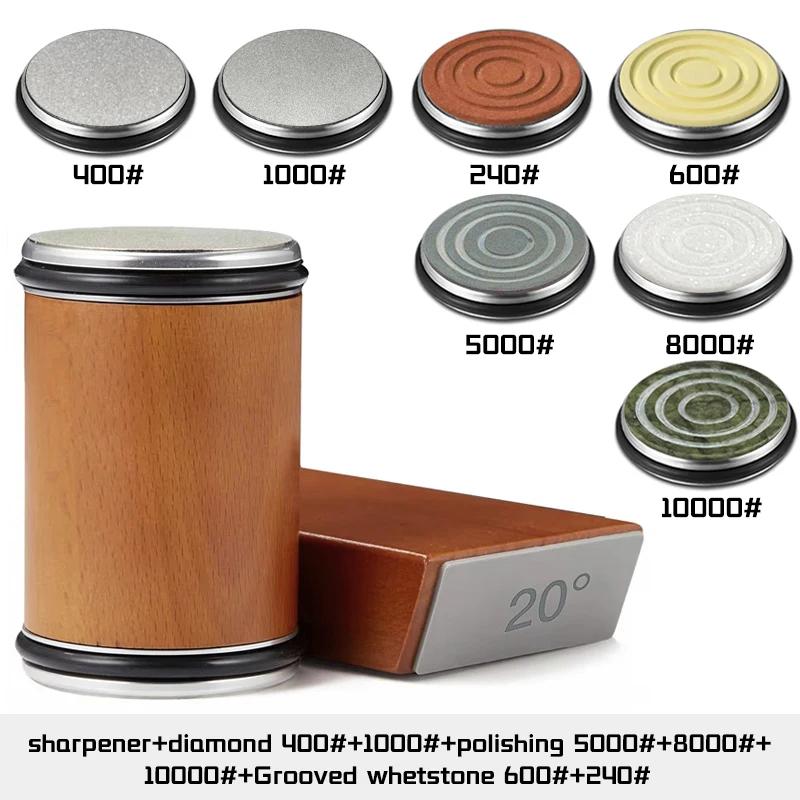 Точилка для ножей с вращающимся лезвием, магнитный держатель для ножей, набор алмазных точильных камней с углом заточки 15 и 20 градусов, кухонный аксессуар