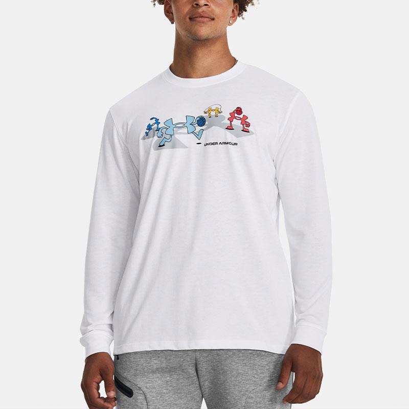Under Armour T Shirts Men's White Crew Neck Moderate Straight Fit 1379575-100