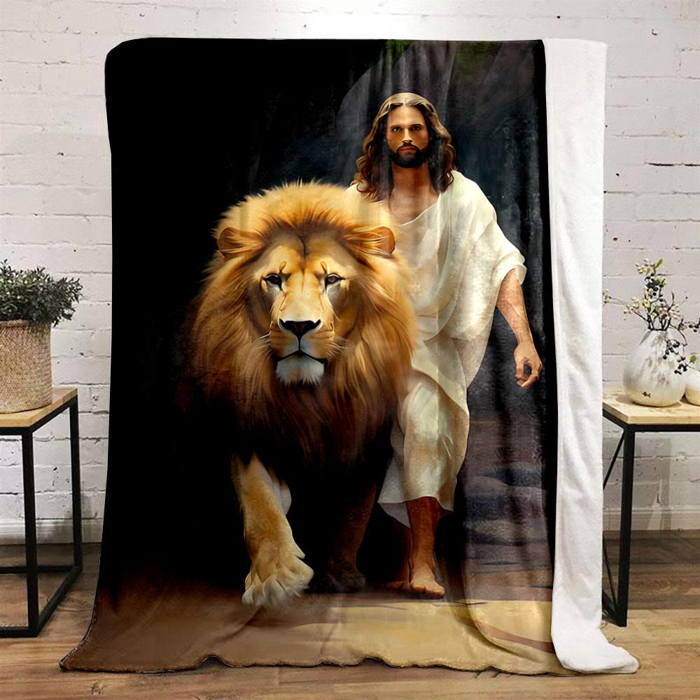 Jesus Lion Blanket Printed Blanket for Living Room Bed Couch lunch break Soft Cozy Blanket for Friend's festival Gift
