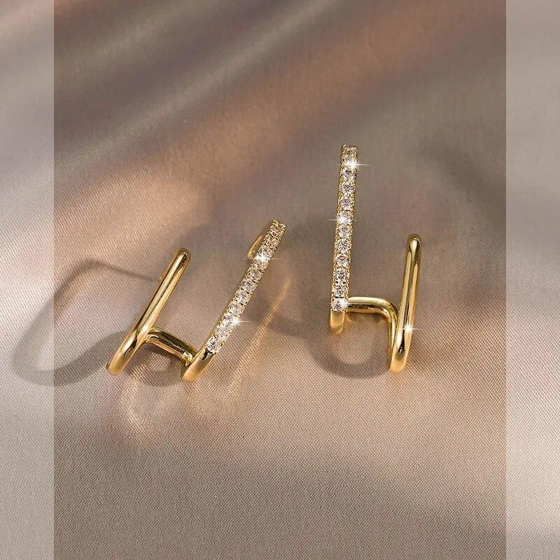 Luxurious Irregular Earrings for Women Moissanite Diamond U-shaped Ear Cuff Stud Earrring 925 Sterling Silver