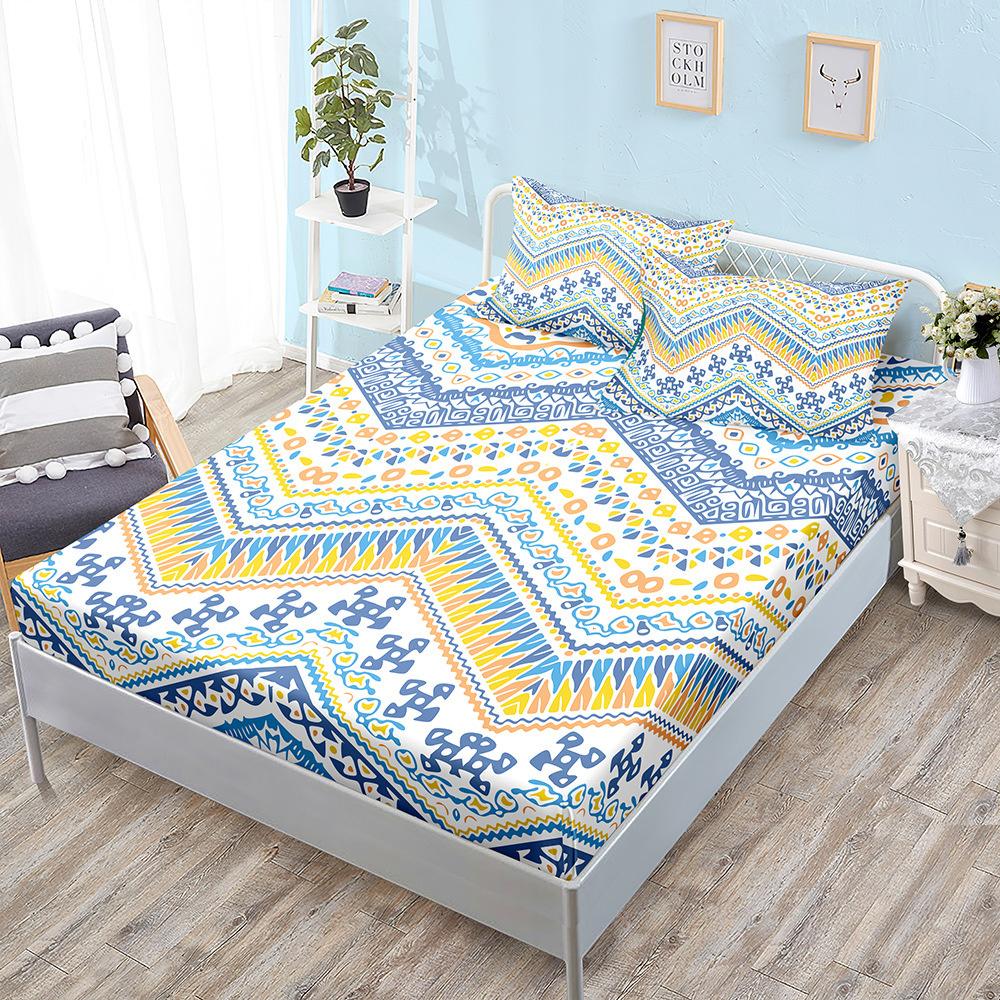 Bohemian Style Sheet Bed Mattress Protector Fashion Bedding Elastic Fitted Sheet Kids Adults Bed Cover Twin Full Queen King Size