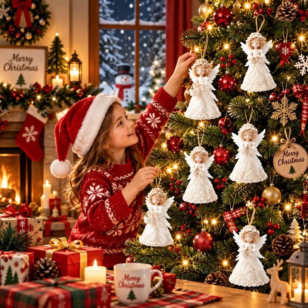 1 Set Flat Angel Ornament Lightweight Wooden Ornament Durable Hanging Ornament Gift Decoration