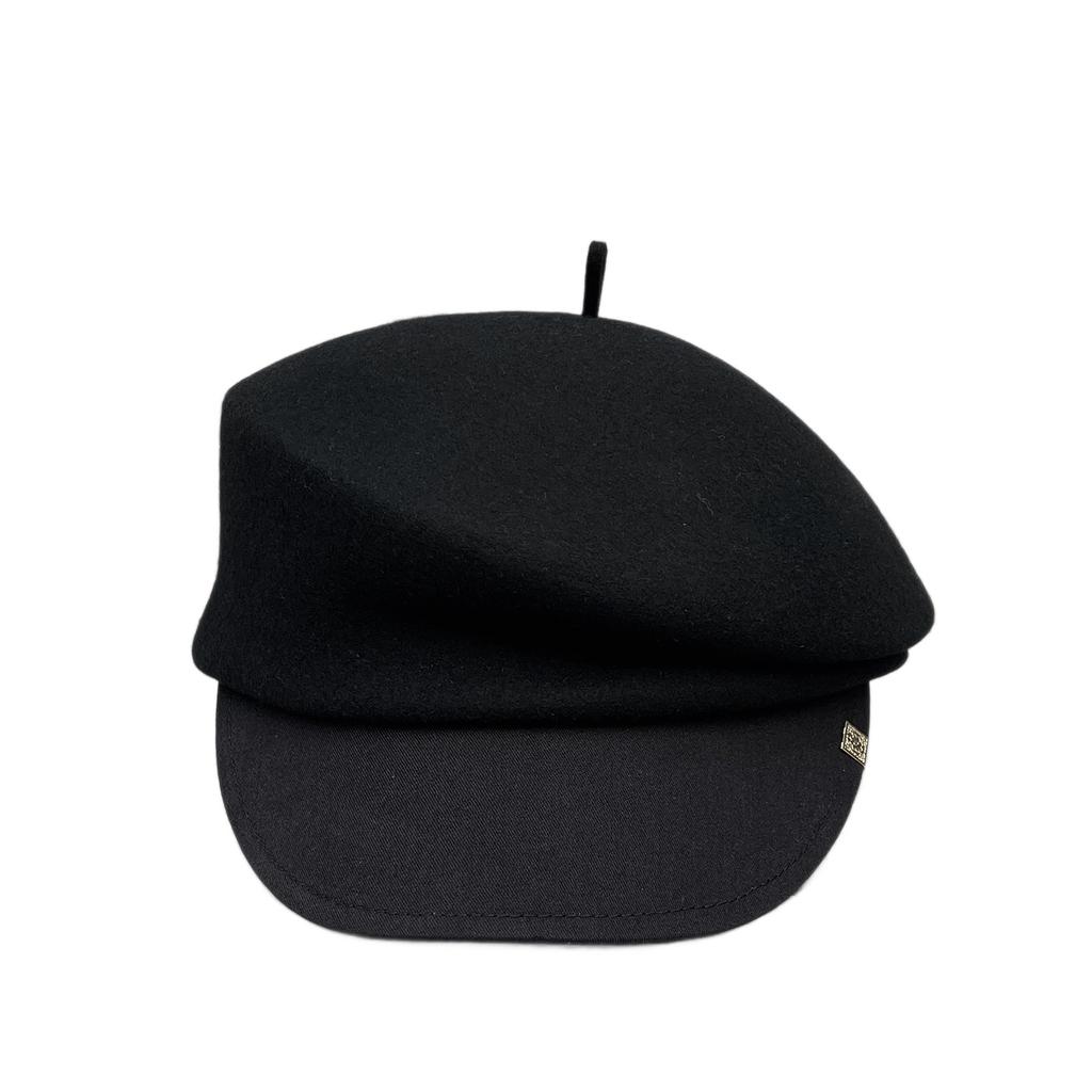 Autumn Retro Patchwork Along Slant Top Wool Equestrian Hat Women's Versatile Face Small Beret Fashion Newsboy Hat