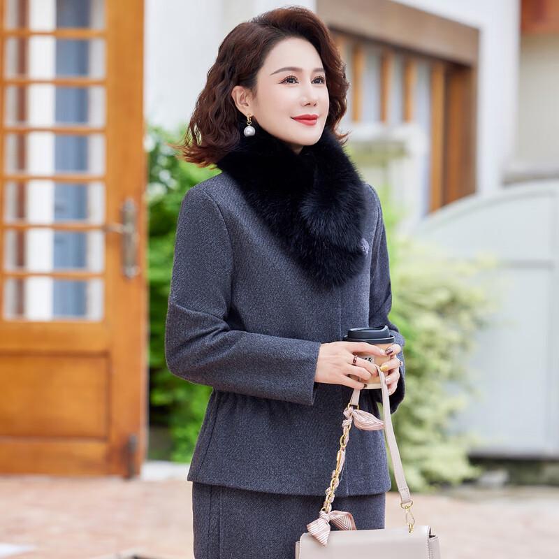 New Chinese Style Padded & Woolen Jacket for Middle-Aged Women