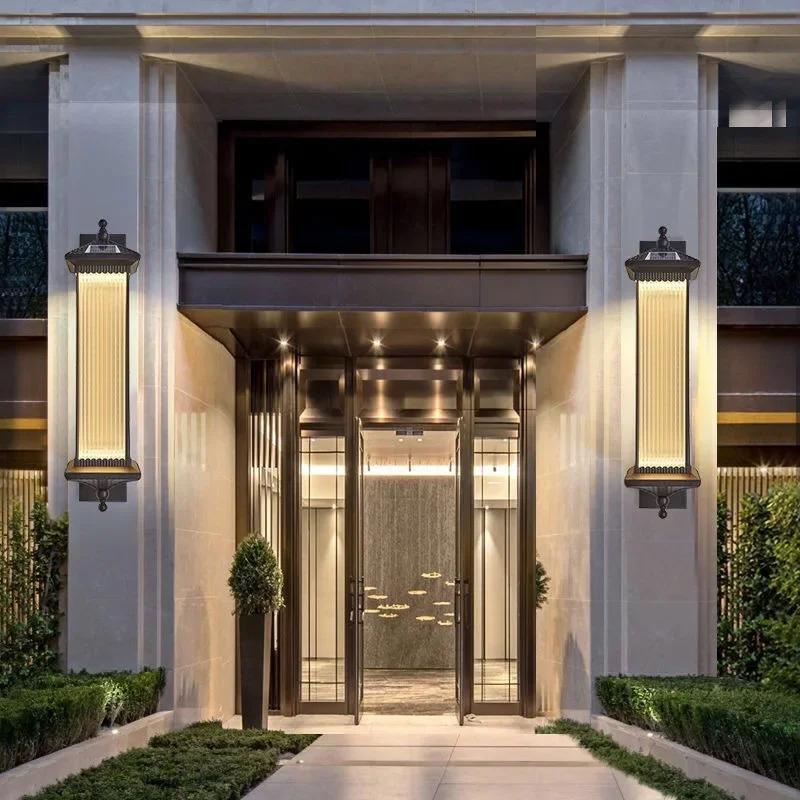 Настенный светильник для двора, лестница, уличный светильник, светодиодный настенный светильник на солнечной батарее, водонепроницаемый, монтируемый на поверхность, индукционная лампа на солнечной батарее, украшение