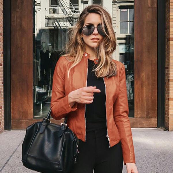 Женская тонкая куртка, рубашка на молнии, мягкая куртка из искусственной кожи