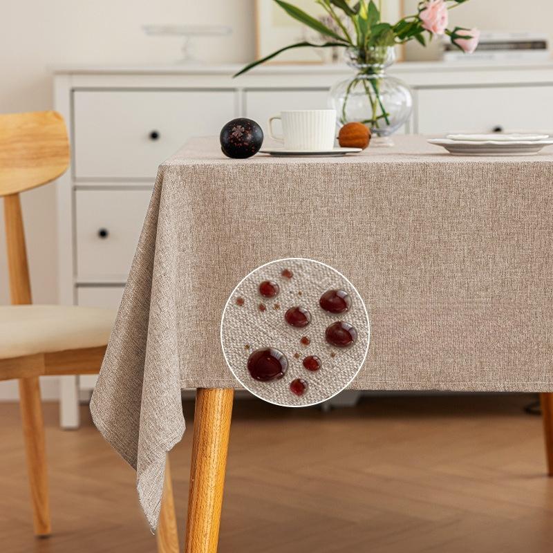 Rectangular Waterproof Oil Resistant Faux Linen Tablecloth Washable Kitchen Dining Room Furniture Cover Decor