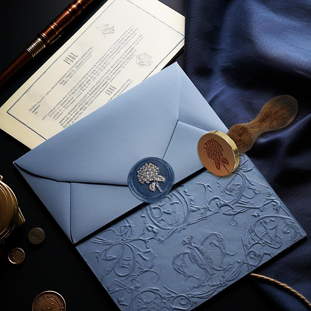 1pc Wax Seal Stamp Set Golden Tone Sealing Wax Stamp Solid Brass Head with Wood Handle for Envelopes Invitations Gift Card Flower 83x22mm