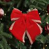 Cartoon Flocking Christmas Bow Ornaments Large Glitter Christmas Bow  Party Favors