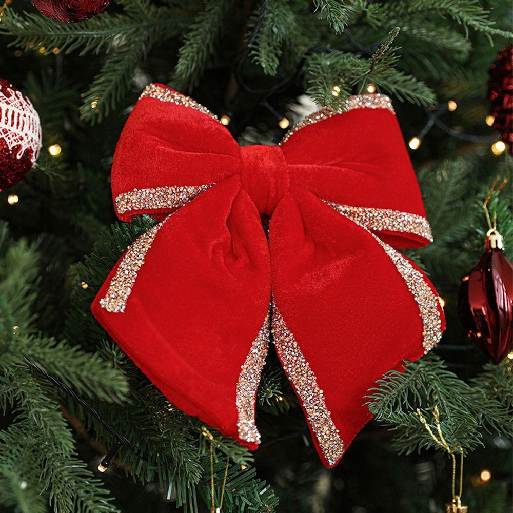 DIY Craft Christmas Tree Bowknot Cartoon Glitter Christmas Bow Party Wedding Decoration