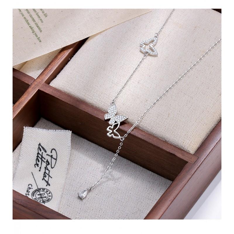 Butterfly Tassel Necklace Women Dainty Clavicle Chain Elegant Fashion Jewelry