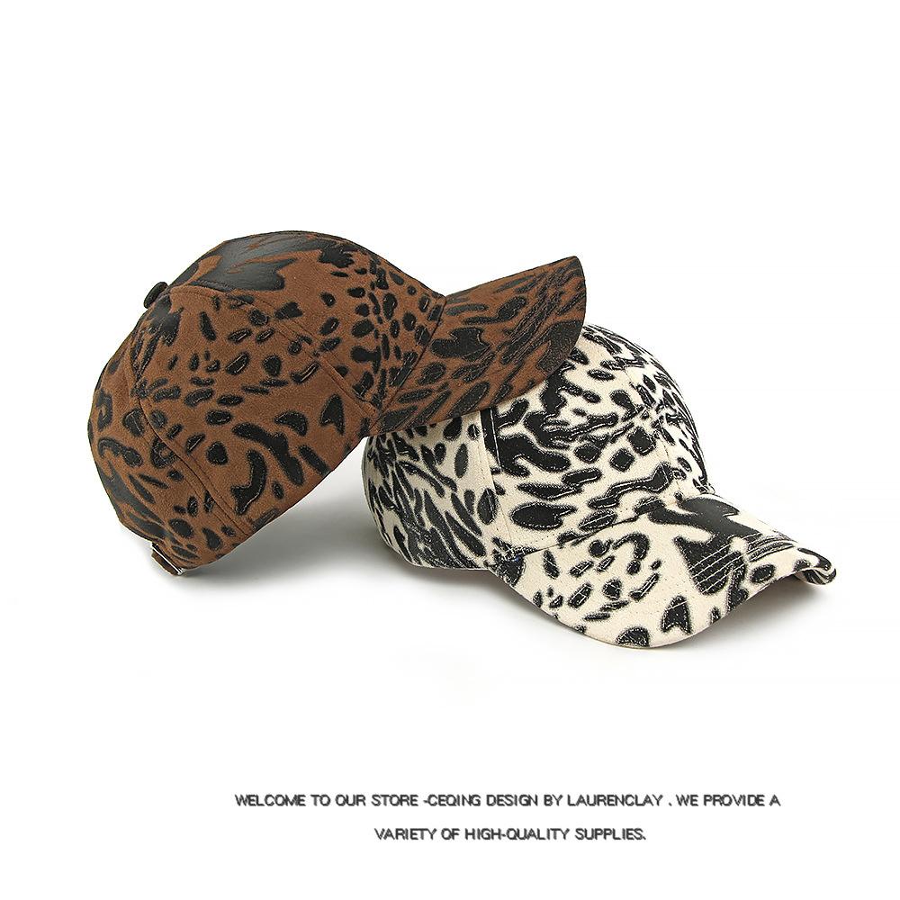 Мужская Женская Осенняя Зимняя Бейсболка с Жестким Козырьком Защита от Солнца на Открытом Воздухе Кепка-Козырек Кепка с Леопардовым Принтом