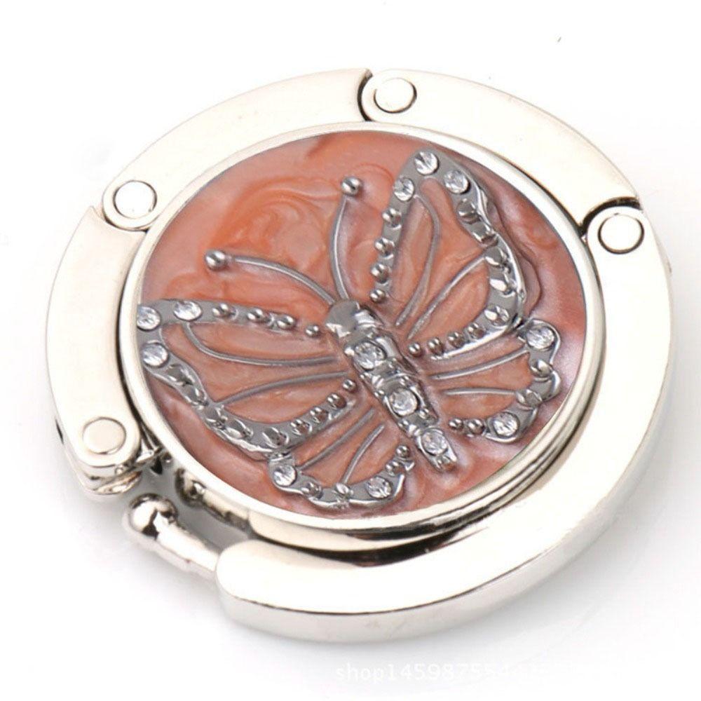 Fashion Butterfly Pattern Purse Hook Portable Travel Folding Desk Hooks Bag Holder Metal Handbag Hanger Table Clasp