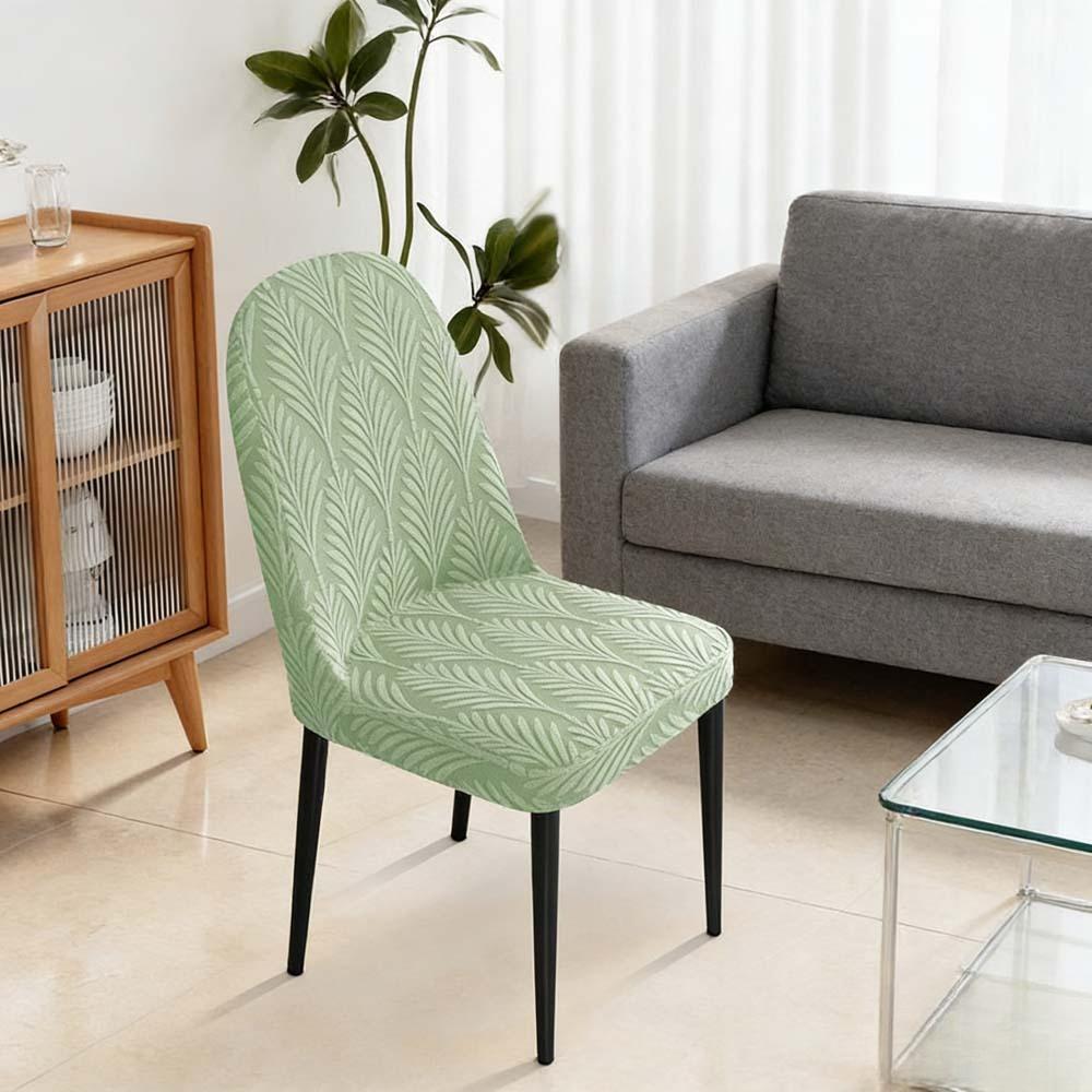 Stretch Chair Cover Leaf Jacquard Dining Chair Slipcover Solid Color Curved Chair Protector for Party Home Pokrowce Na Krzesła
