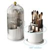 Multi-function 360-Degree Rotatable Makeup Brush Organizer with Transparent Cover Dustproof Large Capacity Makeup Brush Holder Organizer