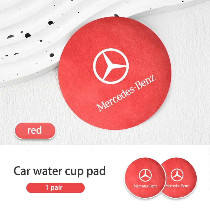 AAVM1 Suede Car Coaster Anti-slip Water Cup Heat Insulation Mat Decor For Mercedes Benz AMG A C E S G Class W201 W210 W108 W204 W205