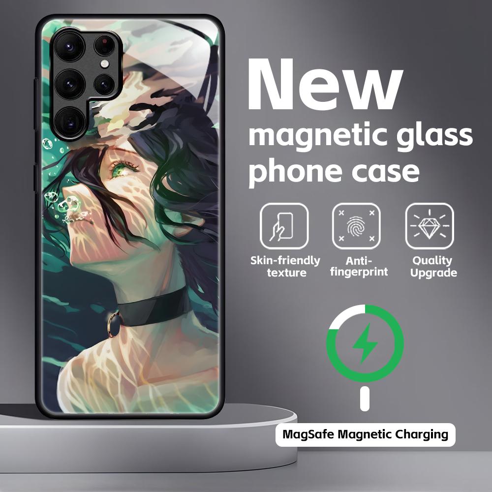 Anime Chainsaw Man Phone Case For Samsung S25 S24 S23 S22 S21 S20 Plus Ultra Note20 Glass Magnetic Case