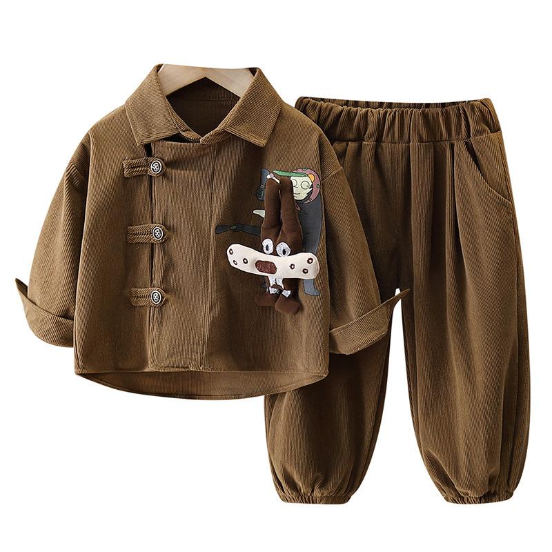 Весна и осень 0-4 года мультяшный трехмерный кролик вельветовый комплект