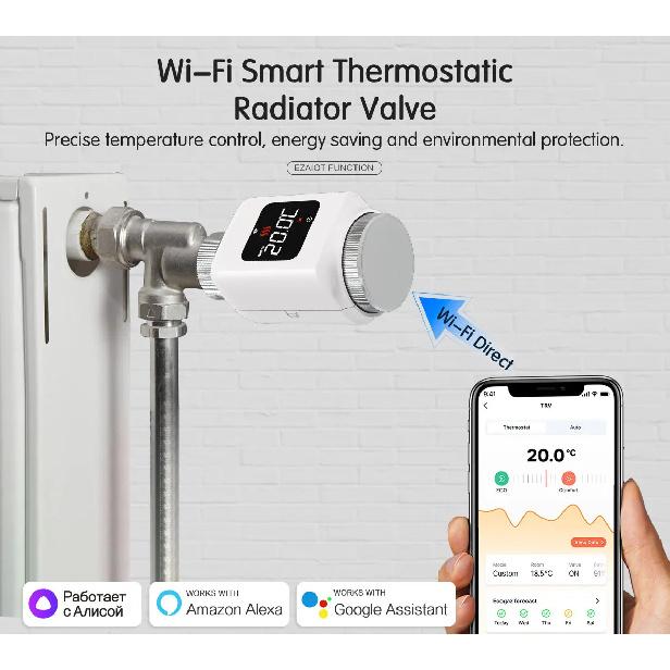 Tuya Smart WiFi Thermostatic Radiator Valve TRV Programmable APP Remote Temperature Controller Heater with Alexa Google Home