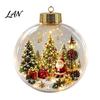 Warm LED Night Lights Glowing Christmas Story Ornament, Mini Holiday Scene in Ball Hanging Decoration, Winter Decor Light Up Acrylic Clear Pendant for