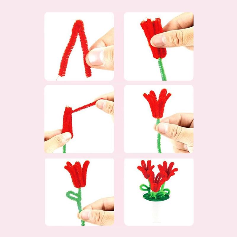 1 набор для детского творчества, рукоделия, цветочного горшка, разноцветных стеблей синели, ершиков для труб, детских игрушек ручной работы