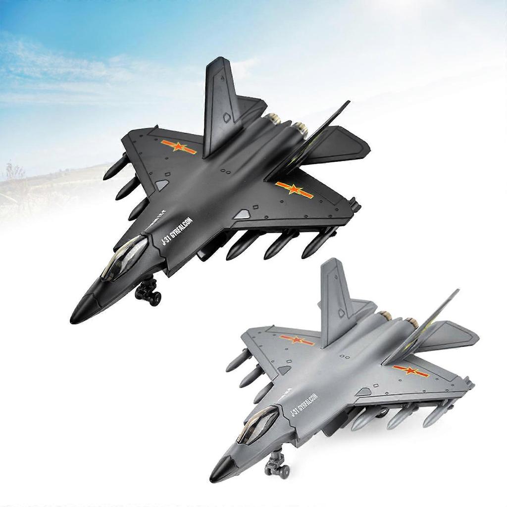 Pull Back Airplanes Toy Diecast Aircraft Metal Fighter Jet Bombers with Display Rack Kids Toy Collection Gift Black