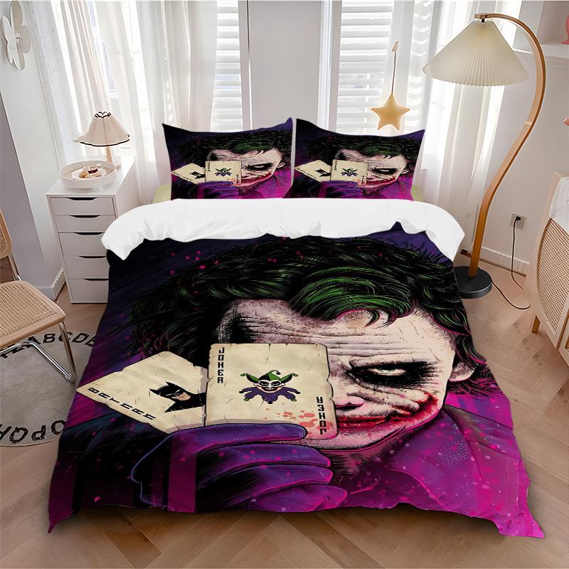 3pcs Joker Cards Bedding Set, Soft Polyester Duvet Cover and Pillowcases Machine Washable Seasons all suitable & Guest Room Decor246