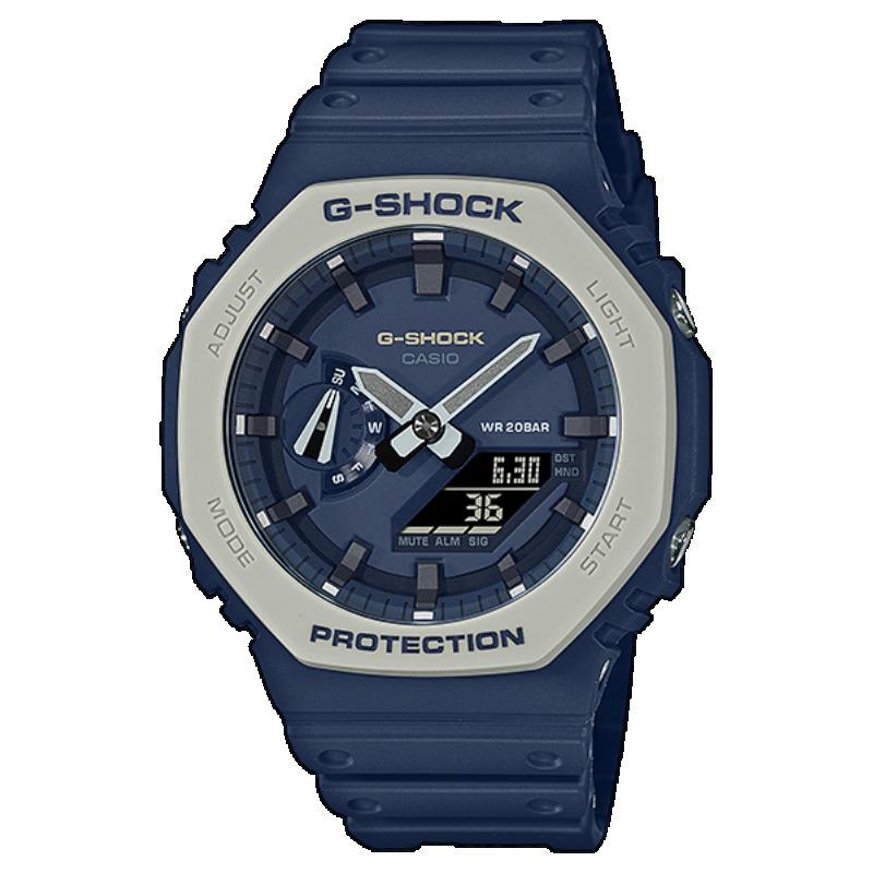 Casio Мужские часы G-SHOCK на смоляном ремешке, водостойкость 200 м, аналоговые, ударопрочные, кварцевые, GA-2110ET-2A