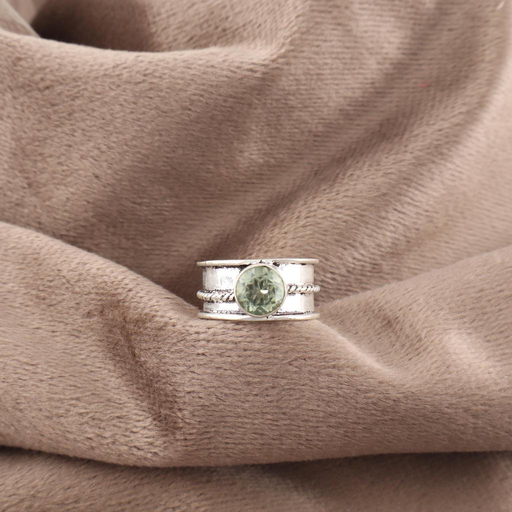 Green Amethyst Gemstone 925 Sterling Silver Handmade Wonderful Jewelry Ring Gift For Women