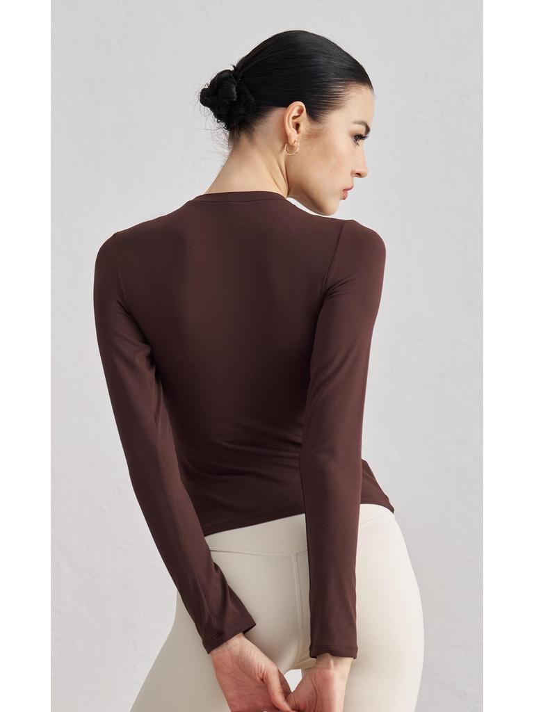 SNU Осенний свитшот с круглым вырезом, облегающий топ для йоги - Ощущение обнаженности, с длинным рукавом, фитнес базовый слой