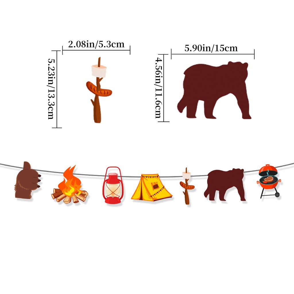 Украшение для палатки для кемпинга на открытом воздухе, вымпел, баннер «Счастливый турист», латте, дикий медведь, факел, подвесная полоса, на заказ