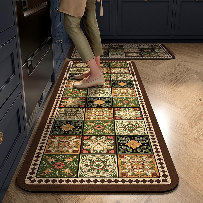 Kitchen Carpet Non-slip Absorbent Floor Mat Home Decoration American Retro Long Strip Rug Water-absorbent Quick-drying Area Rugs