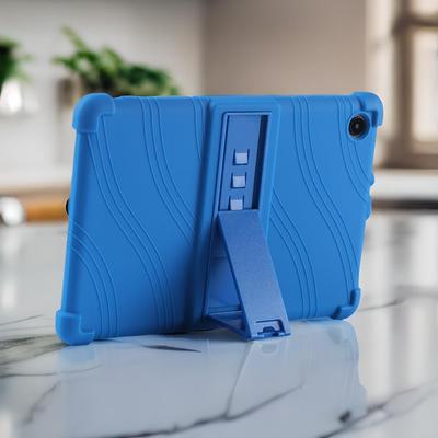Силиконовый чехол для TCL Tab 10L 8491X с регулируемой подставкой и противоударными утолщенными углами.