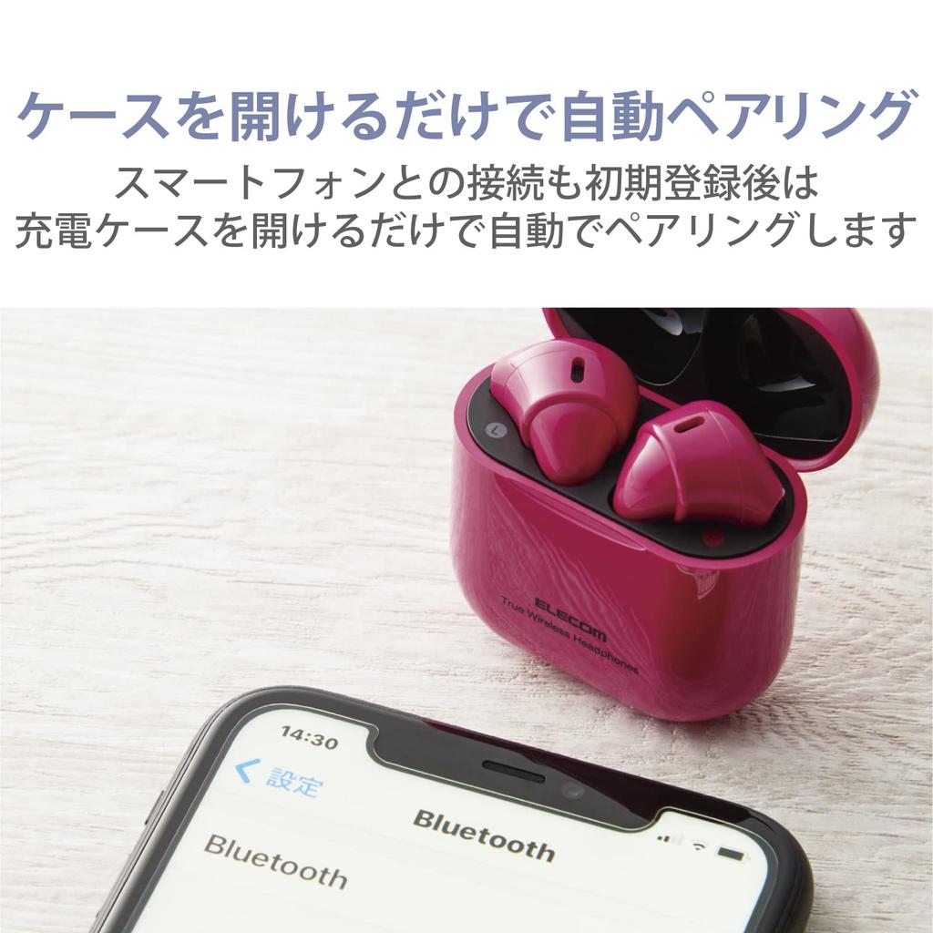 ELECOM Wireless Earphones Earphones Bluetooth 5 Lightweight Small Type Calls Automatic Pairing ACC Compatible Type C Charging Pink In-Ear LBT-TWS11PN