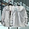 Men Shiny Glossy Coat Hooded Long Sleeve Teenager Coat with Adjustable Drawstrings Cuffed Sleeves Bright Surface Jacket