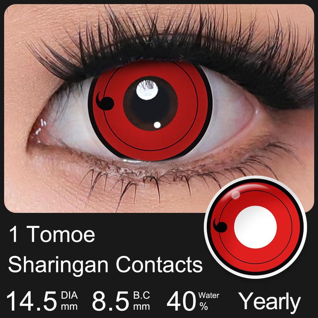 Crazy Lenses Magister Контактные линзы для Хэллоуина Красные контактные линзы для косплея Аксессуары для аниме Шаринган/Какаши Мангекё/Саске Гексаграмма