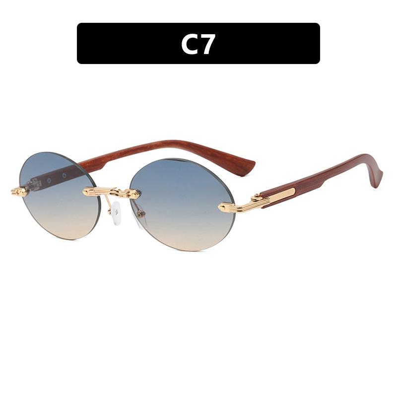 New Frameless Oval Sunglasses High-End Light Luxury Women'S Fashionable Summer Beach Vacation Sunglasses