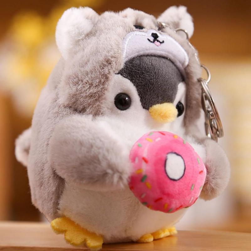 10cm Plush Keychain Cute Expression Cross-dressing Penguin Doll Plush Toy Stuffed Doll Plush Pendant Toy Girl Gifts