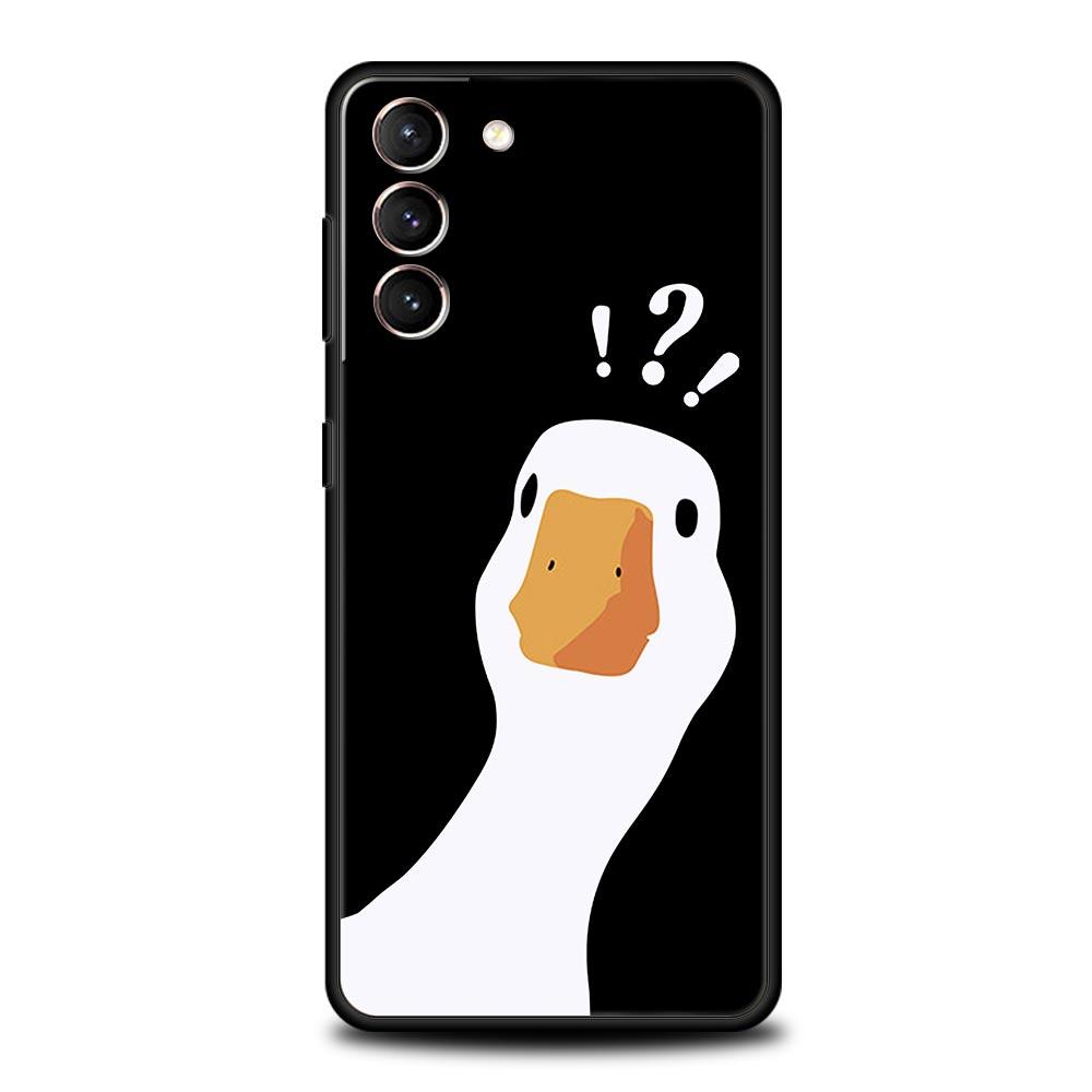 Cartoon Doubt Duck Phone Case For Samsung Galaxy S23 Ultra S22 S21 S20 FE 5G S10 S10E S9 S8 Plus Note 20 Silicone Cover Bumper
