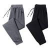 Winter Men Pants Thick Plush Drawstring Elastic Waist Heat Retention Zipper Pockets Plus