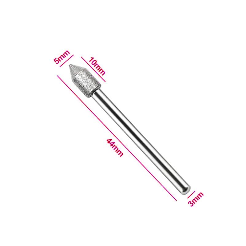 Алмазная шлифовальная головка с хвостовиком 3 мм, шлифовальная игла, мини-дрель для металла, стекла, нефрита, гравировка, сверление, резьба, инструмент