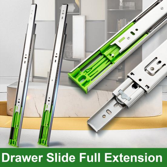 2 шт. Направляющие для ящиков из нержавеющей стали, 3-секционные, с плавным закрыванием, шарикоподшипниковые, для бокового монтажа сзади, полного выдвижения