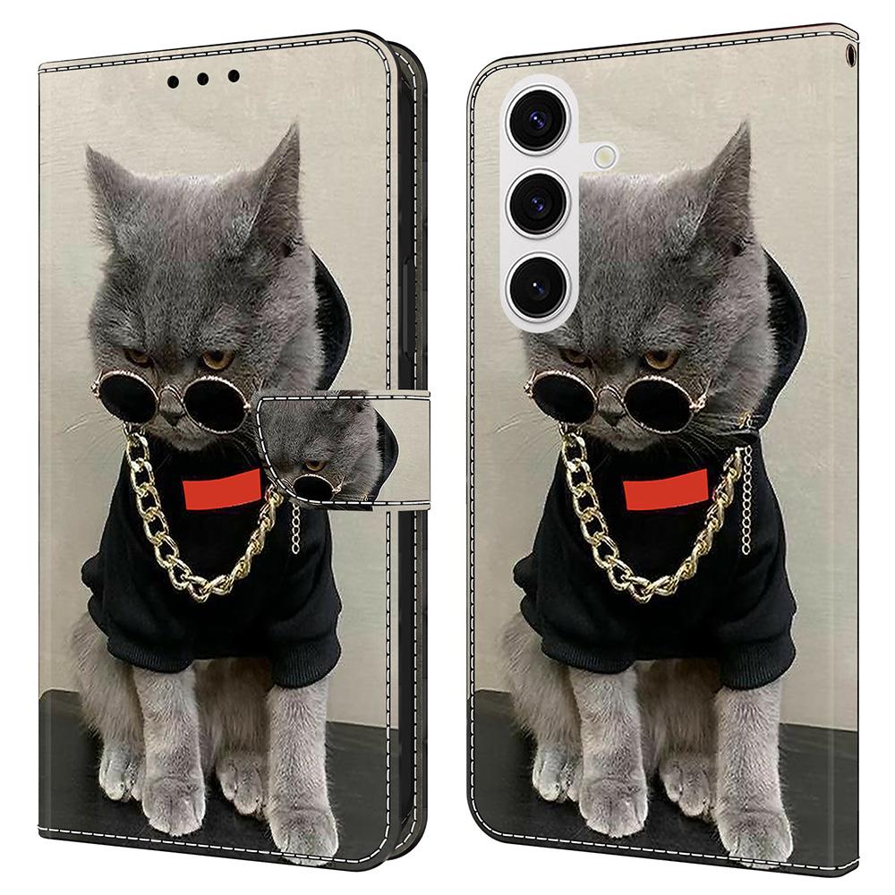 For Samsung Galaxy S25 Leather Case Pattern Printing Wallet Stand Flip Phone Cover