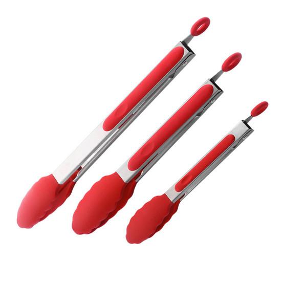 Набор из 3 кухонных щипцов, термостойкие щипцы с силиконовым наконечником для приготовления пищи