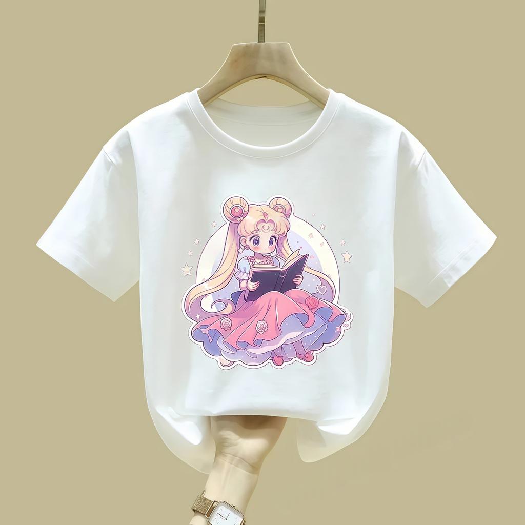 Sailor Moon Children T Shirt Girl Boy Summer Clothes Baby Polyester Tee Shirts Print Short Sleeve Kids Tops Toddler Anime Tees Gift
