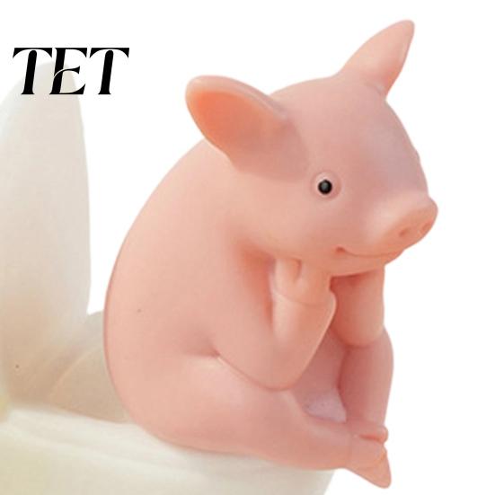 Cute Desk Decompression Ornaments 2Pcs Resin Meditation Pig And Frog Figurines, Funny Toilet Animal Ornament for Desktop Compact Stress Relief