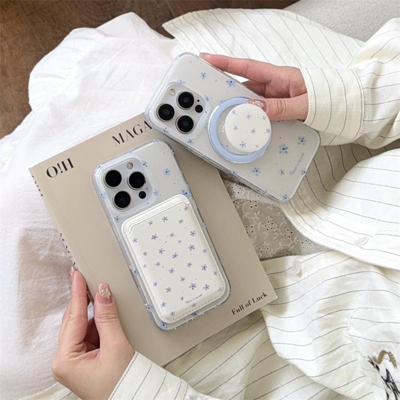Корейский Инс Цветочный Магнитный Чехол-Подставка Для iPhone 16 Pro 15 14 13 Pro Max Чехол с Держателем для Карт Magsafe Милые Чехлы Funda