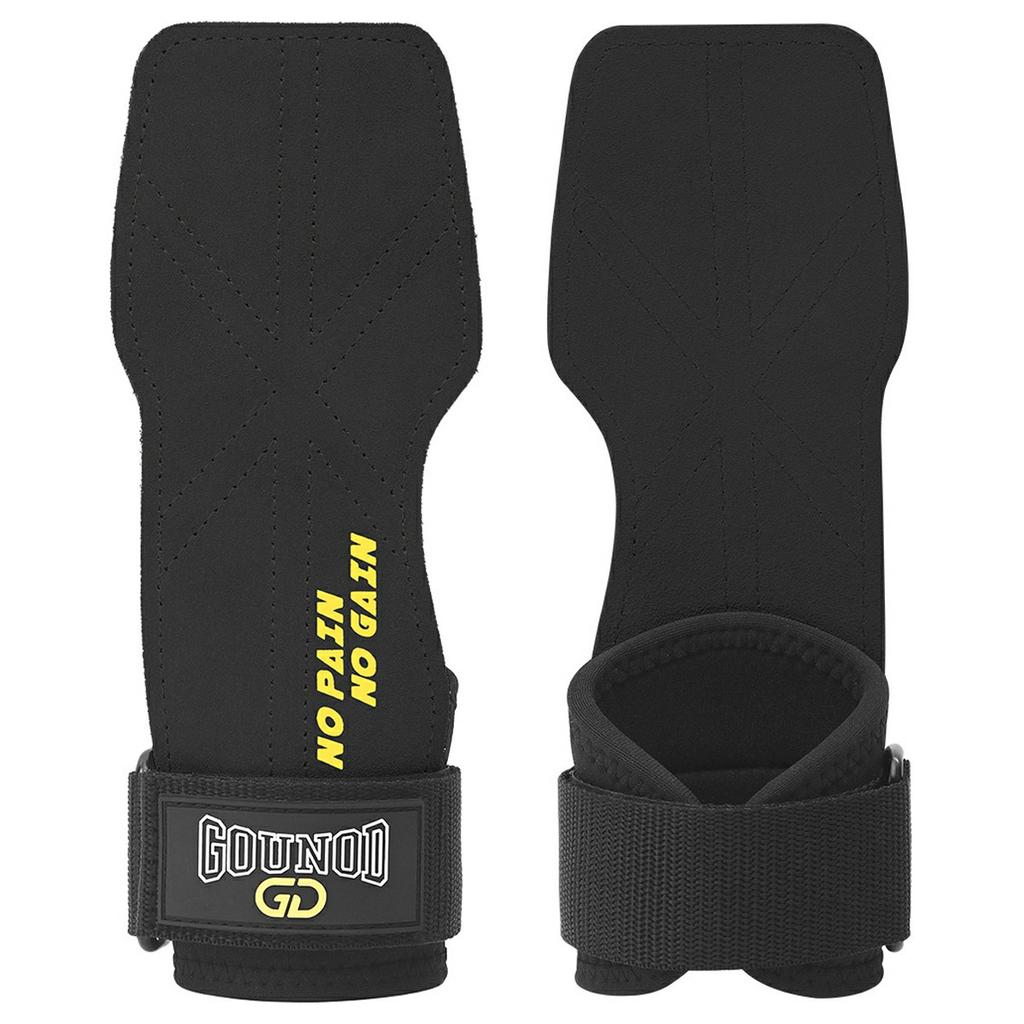 GOUNOD 1 Pair Weightlifting Gloves Double Layer Cowhide Leather Palm Protector Anti Slip Wrist Support